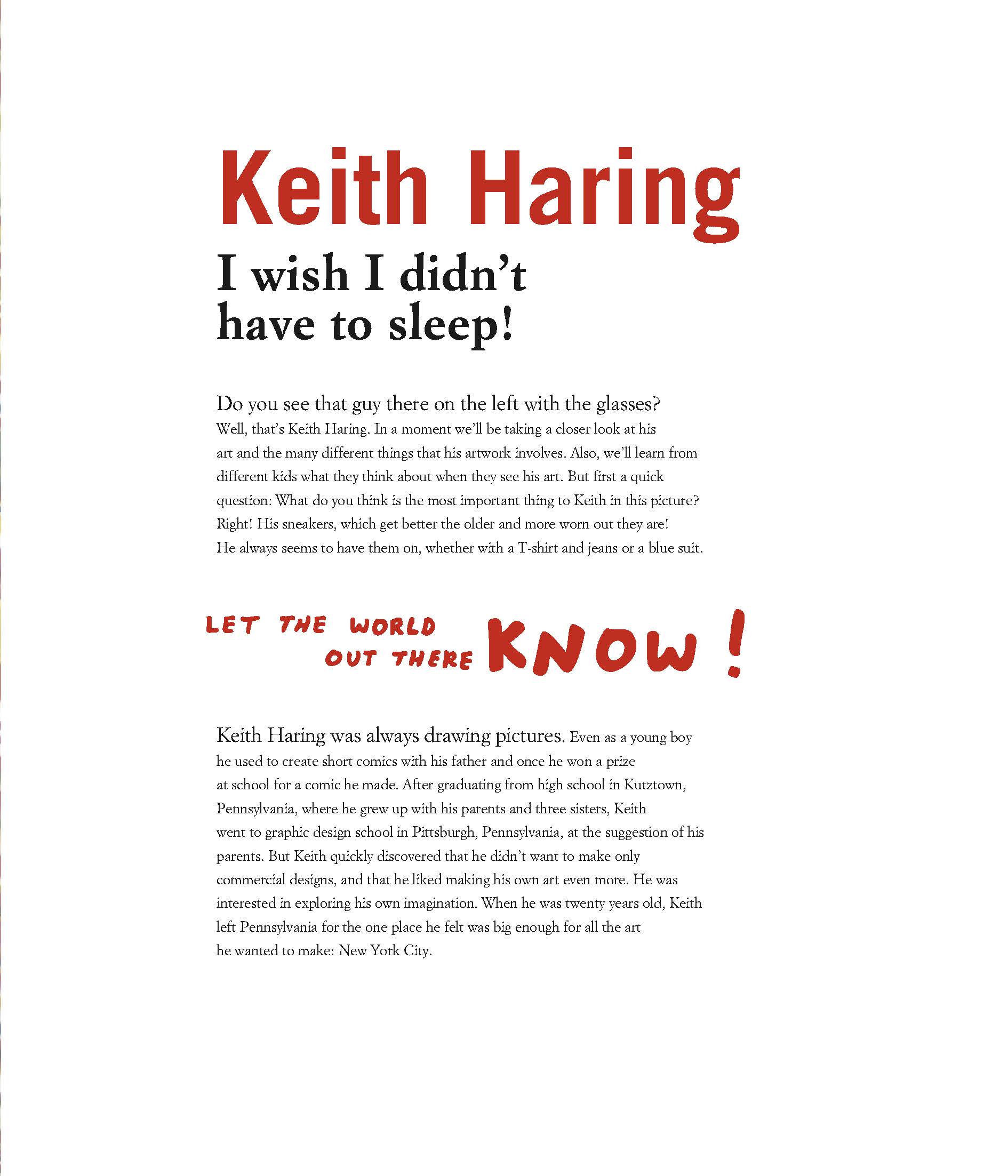 Keith Haring: I Wish I Didn’t Have to Sleep