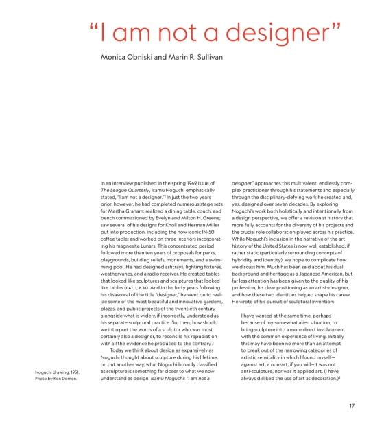 Isamu Noguchi: “I am not a designer”